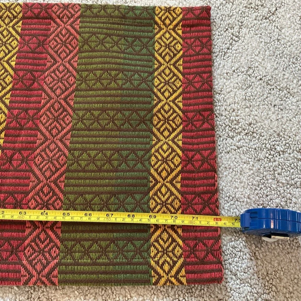 Tag Woven Cotton Table Runner 72x13 Southwest Geometric Green Red Yellow‎ India